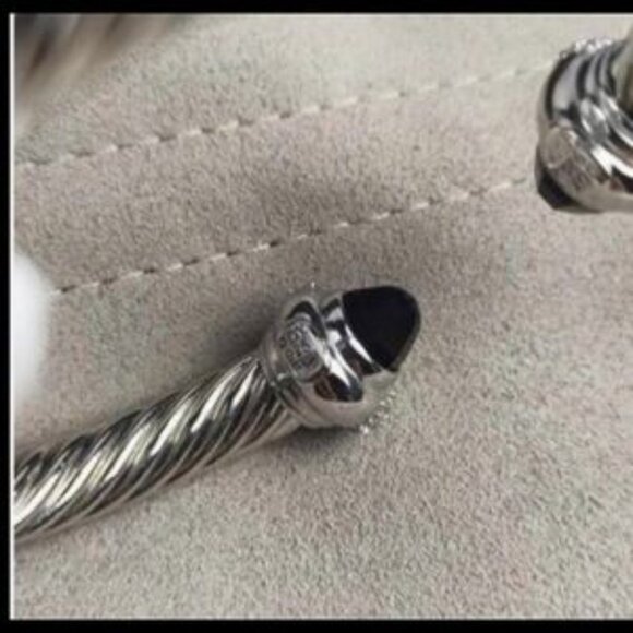 David Yurman Black Onyx Bracelet w Diamonds - 7mm - Picture 4 of 4